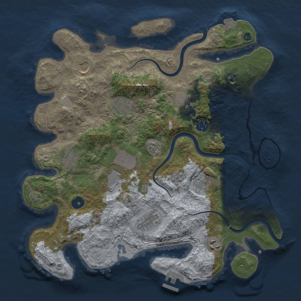 Rust Map: Procedural Map, Size: 3700, Seed: 1069370369, 15 Monuments