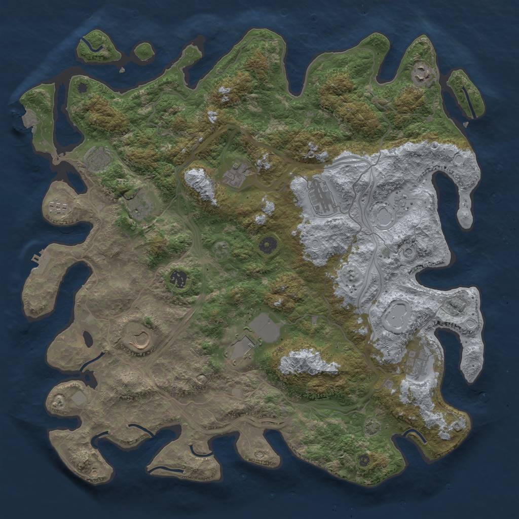 Rust Map: Procedural Map, Size: 4500, Seed: 1809200581, 17 Monuments