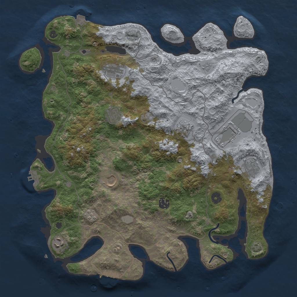 Rust Map: Procedural Map, Size: 4000, Seed: 990252, 17 Monuments
