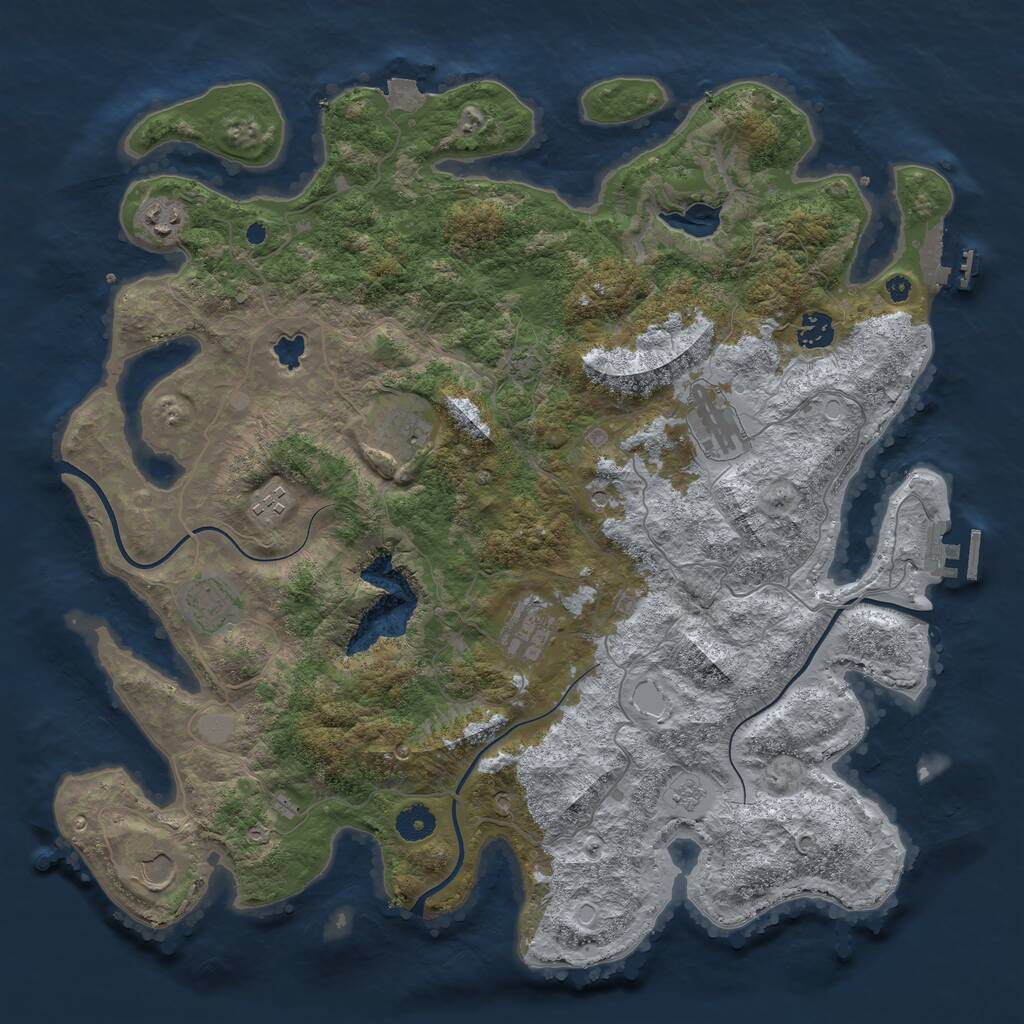 Rust Map: Procedural Map, Size: 4100, Seed: 17316746, 14 Monuments