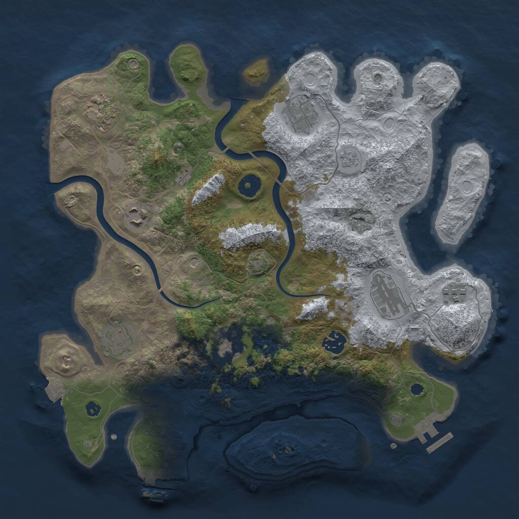 Rust Map: Procedural Map, Size: 3500, Seed: 951044574, 14 Monuments