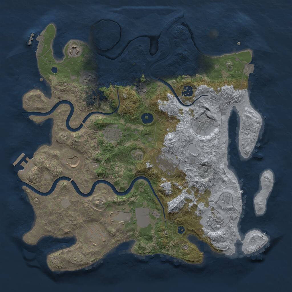 Rust Map: Procedural Map, Size: 3800, Seed: 781069818, 16 Monuments