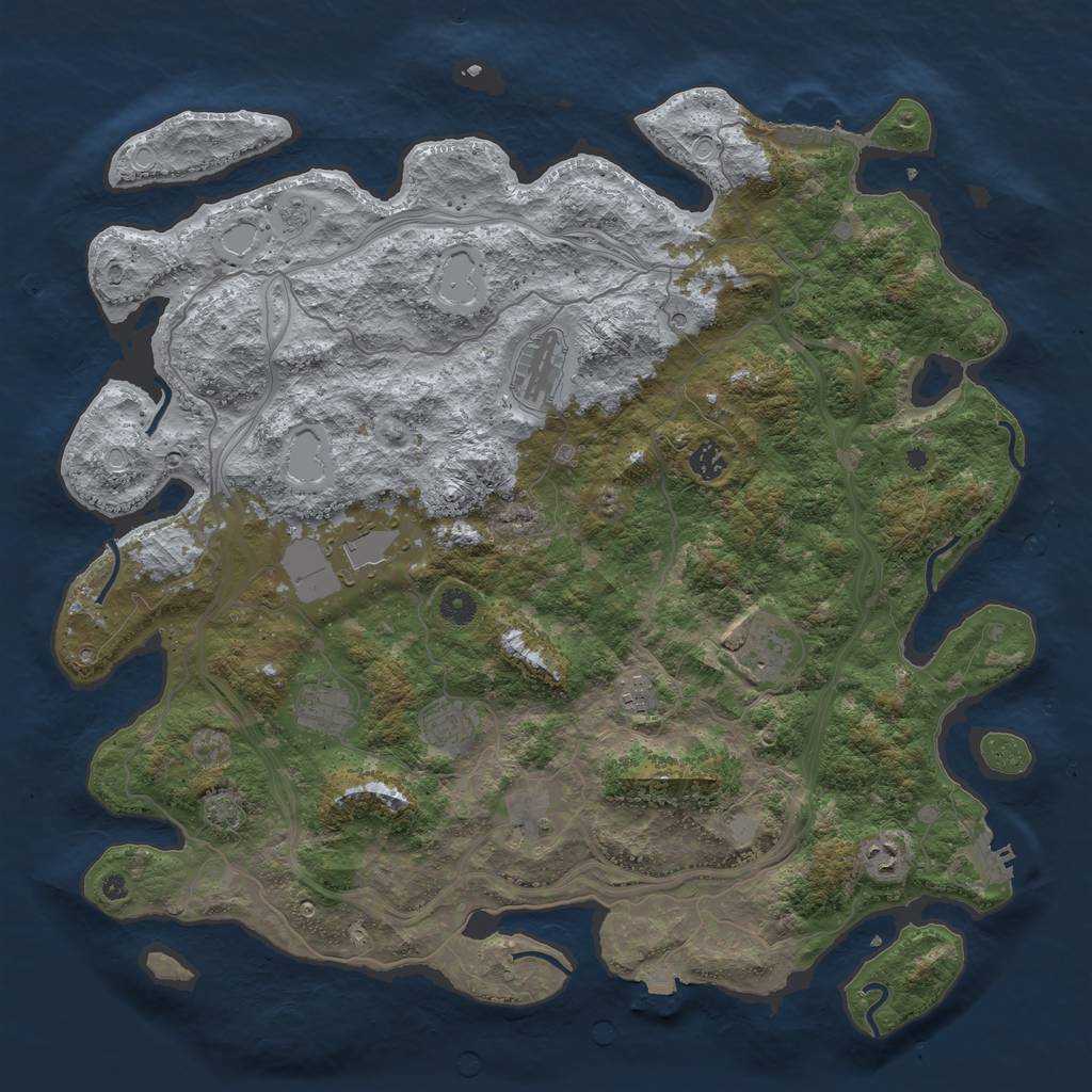 Rust Map: Procedural Map, Size: 4500, Seed: 11000, 17 Monuments