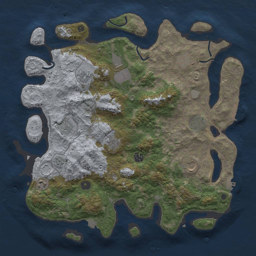 Rust Map: Procedural Map, Size: 4000, Seed: 46242611, 18 Monuments
