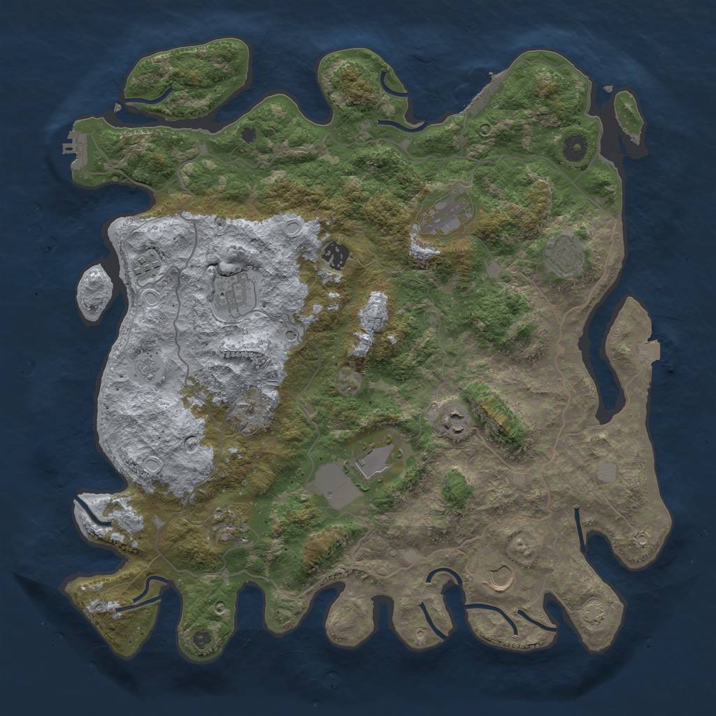 Rust Map: Procedural Map, Size: 4100, Seed: 91569851, 17 Monuments