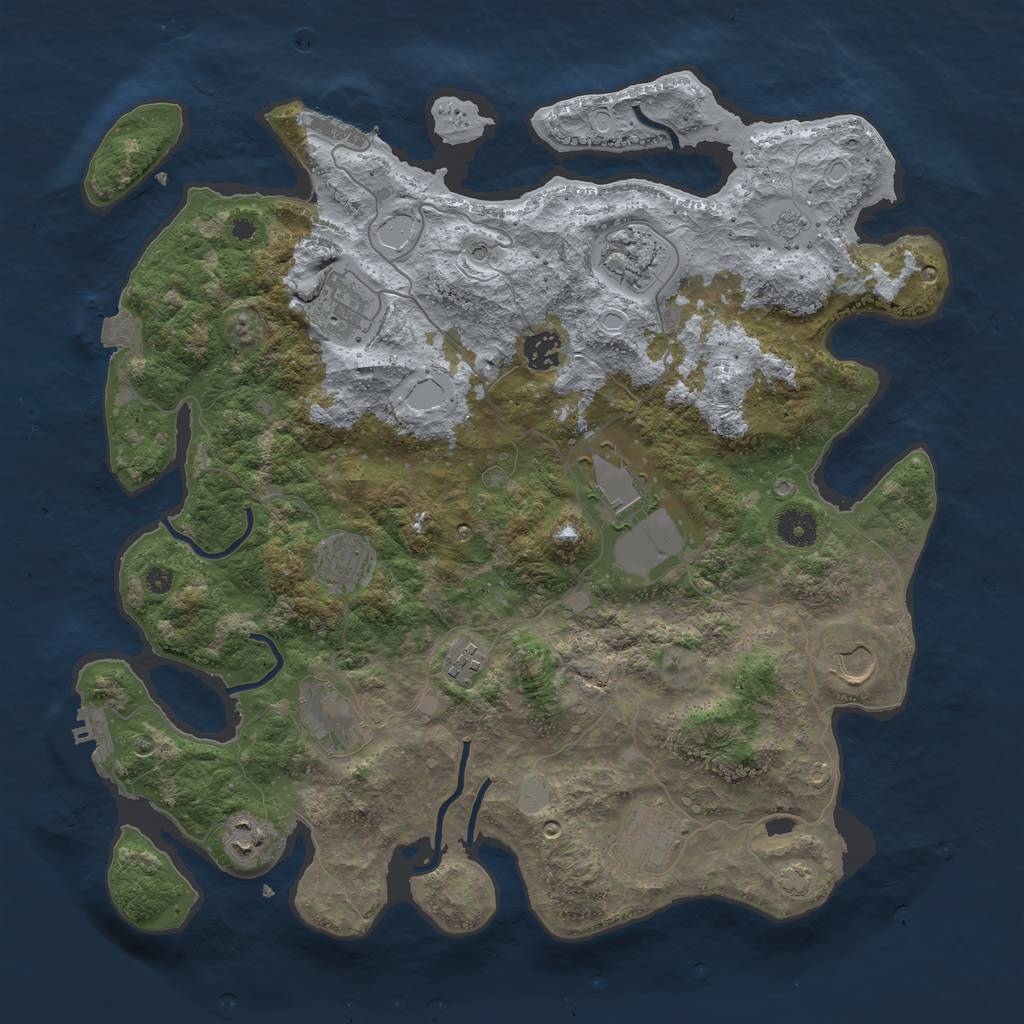 Rust Map: Procedural Map, Size: 3950, Seed: 92013884, 18 Monuments