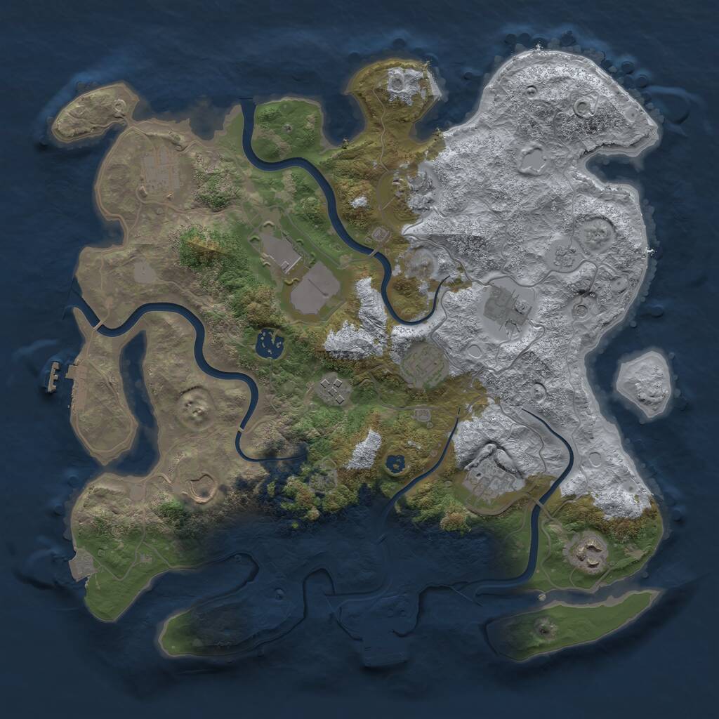 Rust Map: Procedural Map, Size: 3700, Seed: 3247854, 16 Monuments