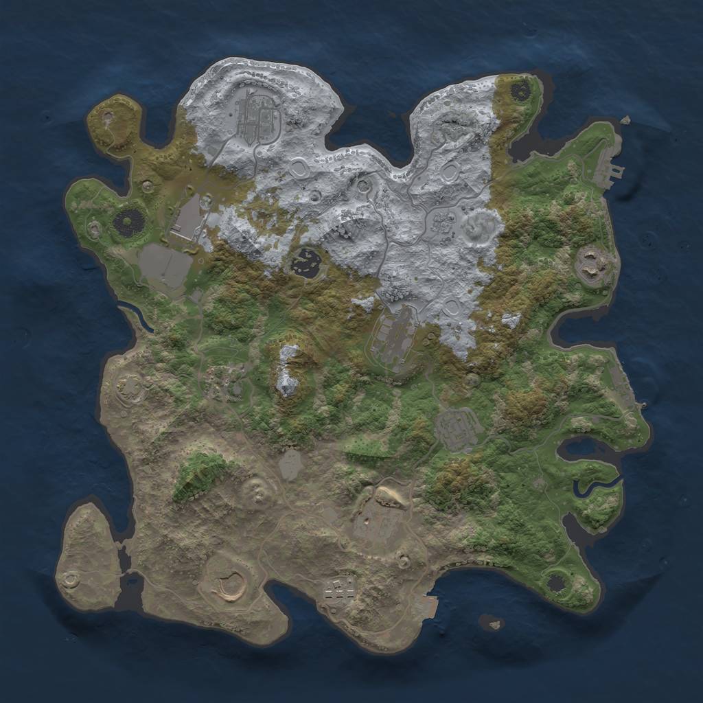 Rust Map: Procedural Map, Size: 3600, Seed: 38336146, 18 Monuments