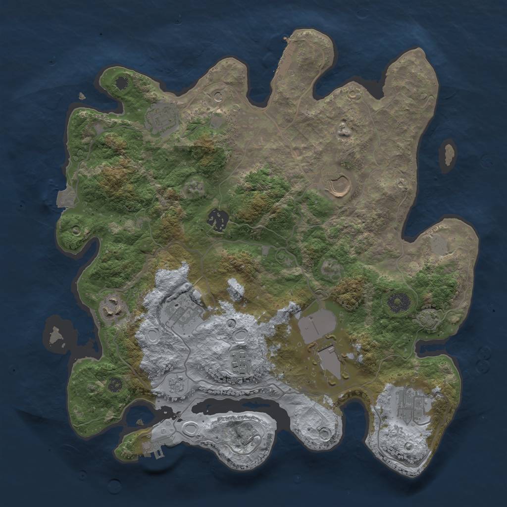 Rust Map: Procedural Map, Size: 3500, Seed: 748822446, 16 Monuments