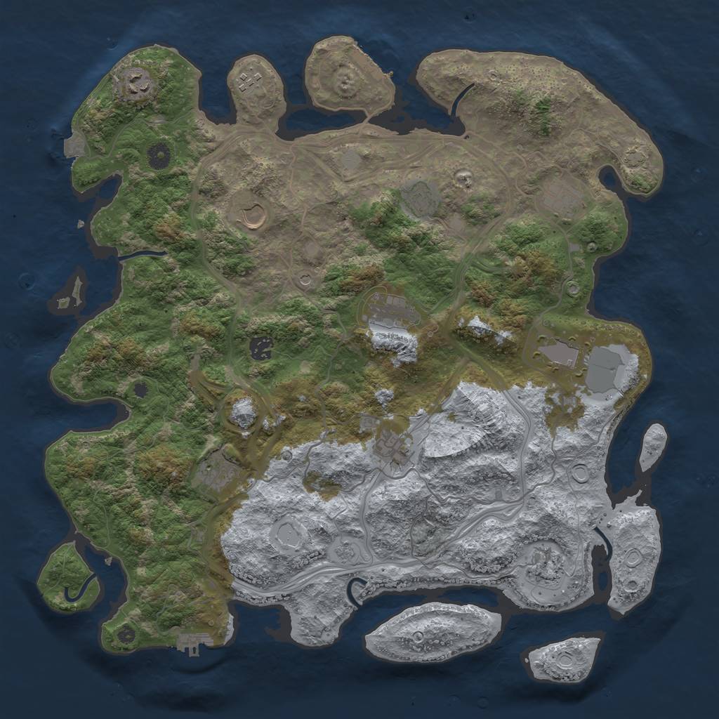 Rust Map: Procedural Map, Size: 4300, Seed: 93309036, 19 Monuments