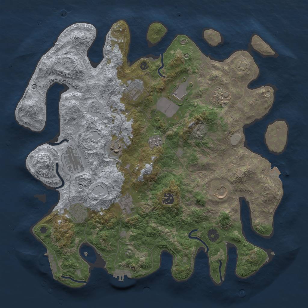Rust Map: Procedural Map, Size: 3800, Seed: 545454, 17 Monuments