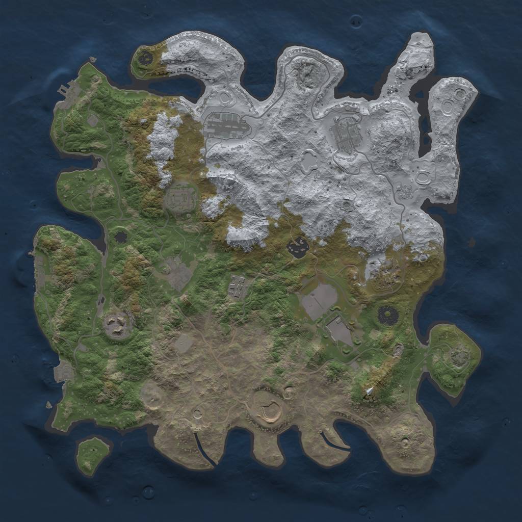 Rust Map: Procedural Map, Size: 3750, Seed: 90970285, 18 Monuments