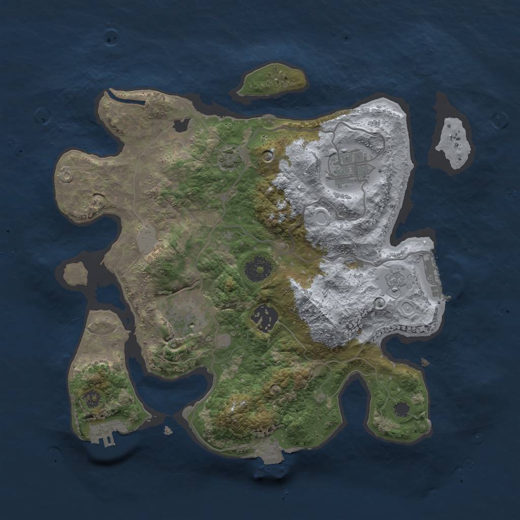Rust Map: Procedural Map, Size: 3000, Seed: 328147, 10 Monuments