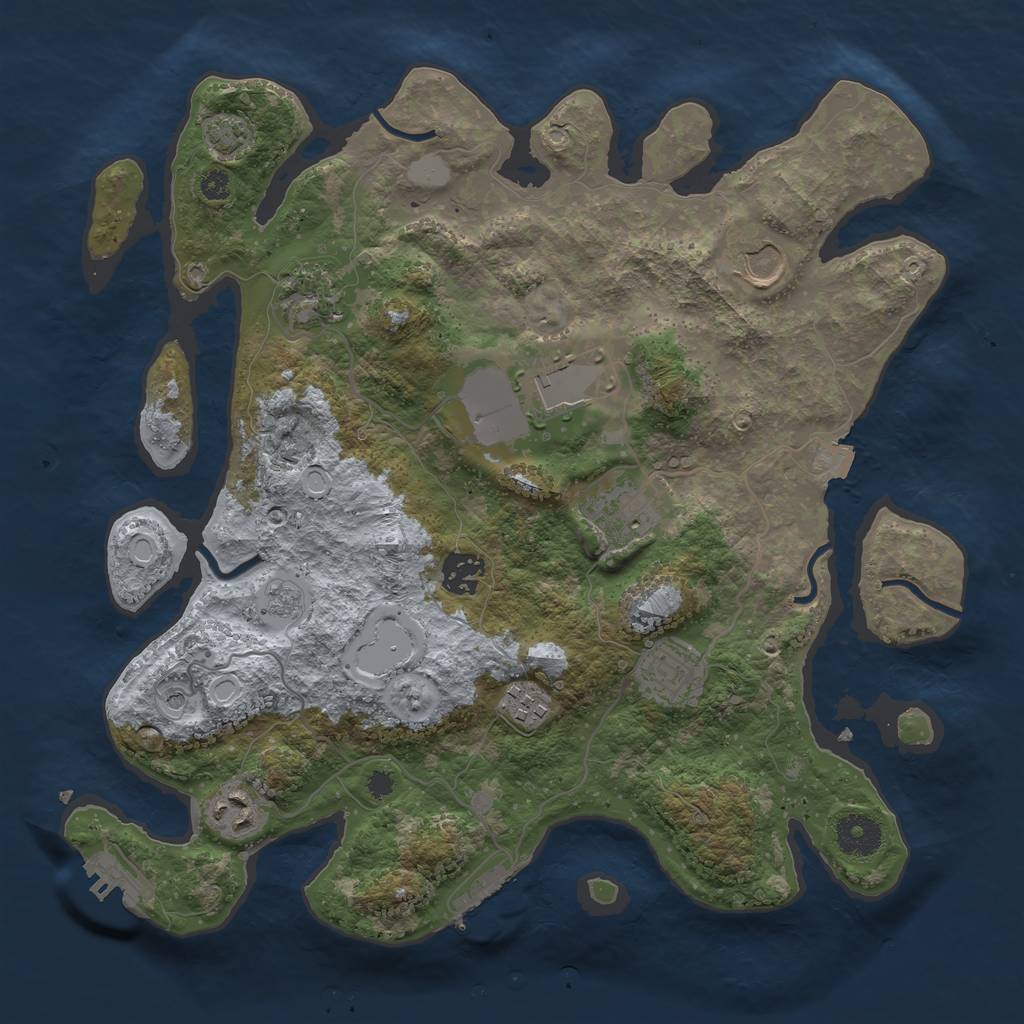 Rust Map: Procedural Map, Size: 3500, Seed: 2010487763, 16 Monuments