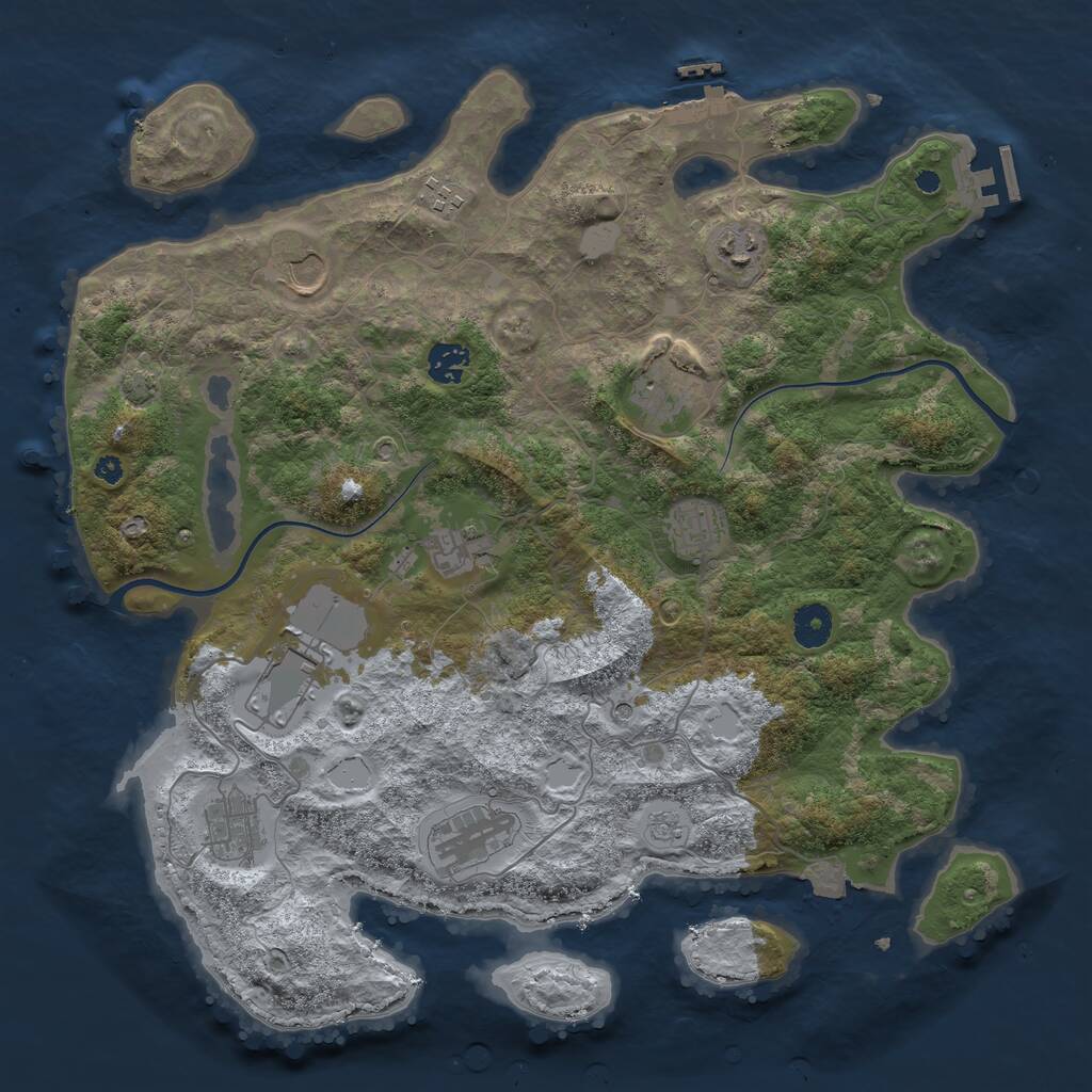 Rust Map: Procedural Map, Size: 3900, Seed: 93937776, 16 Monuments