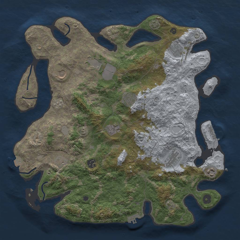 Rust Map: Procedural Map, Size: 3950, Seed: 34301415, 18 Monuments
