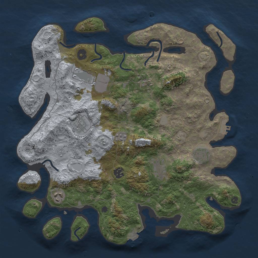 Rust Map: Procedural Map, Size: 3700, Seed: 546001, 15 Monuments
