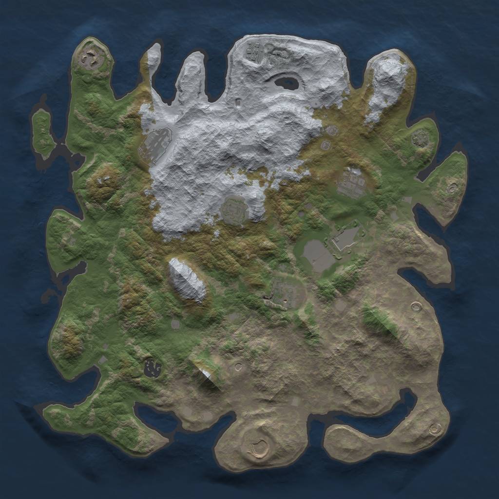 Rust Map: Barren, Size: 4100, Seed: 34319509, 13 Monuments