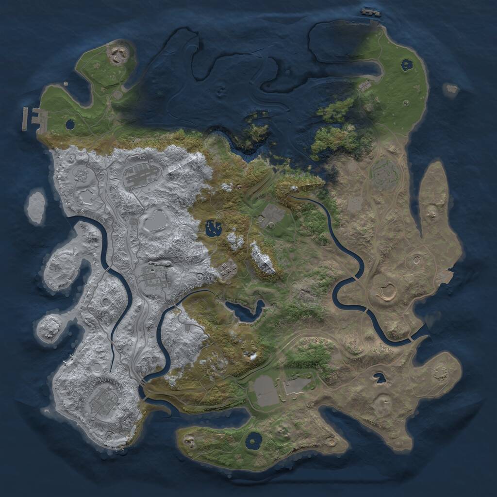 Rust Map: Procedural Map, Size: 4300, Seed: 99206619, 17 Monuments