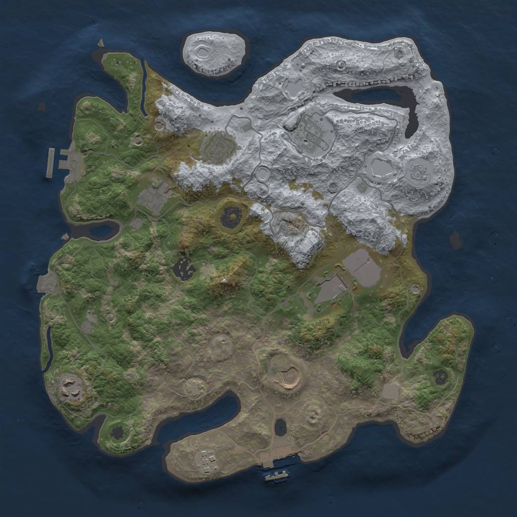 Rust Map: Procedural Map, Size: 3500, Seed: 45029847, 16 Monuments