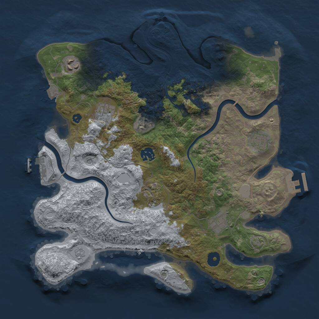 Rust Map: Procedural Map, Size: 3450, Seed: 17817771, 13 Monuments