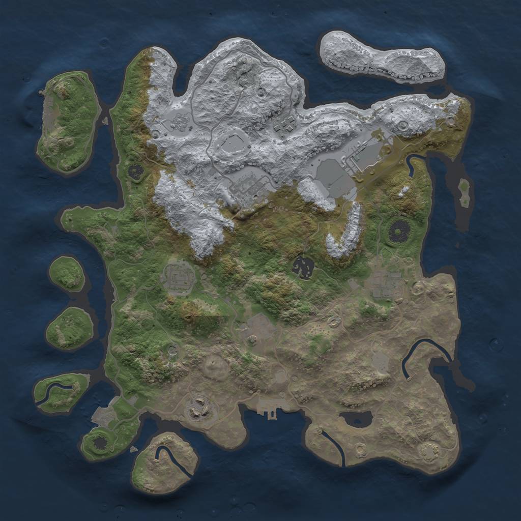 Rust Map: Procedural Map, Size: 3500, Seed: 903097818, 16 Monuments