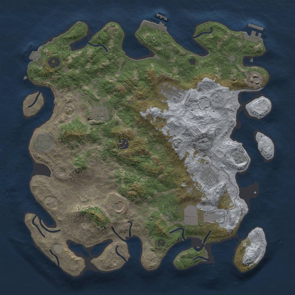 Rust Map: Procedural Map, Size: 3850, Seed: 55422796, 17 Monuments