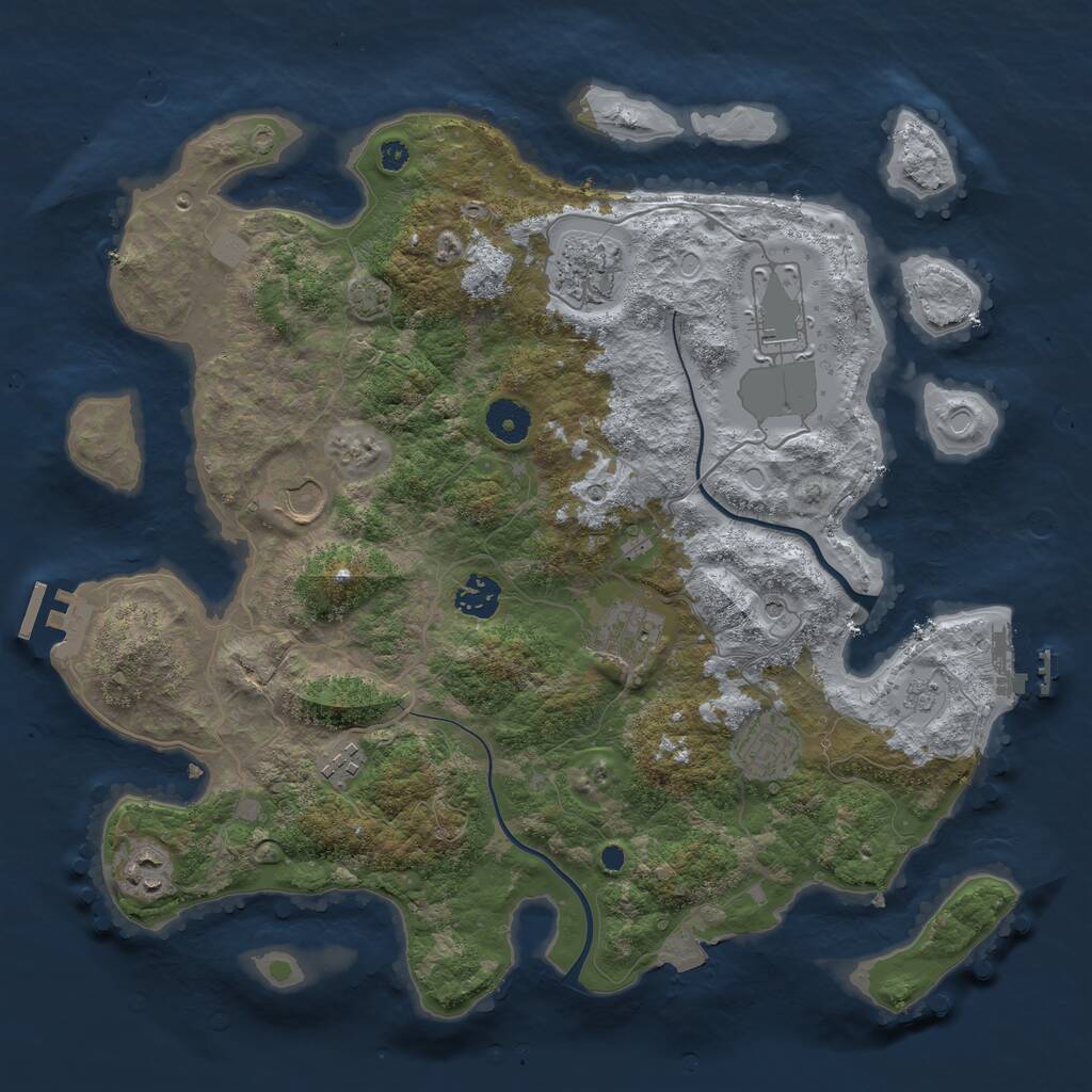 Rust Map: Procedural Map, Size: 3750, Seed: 45762772, 14 Monuments