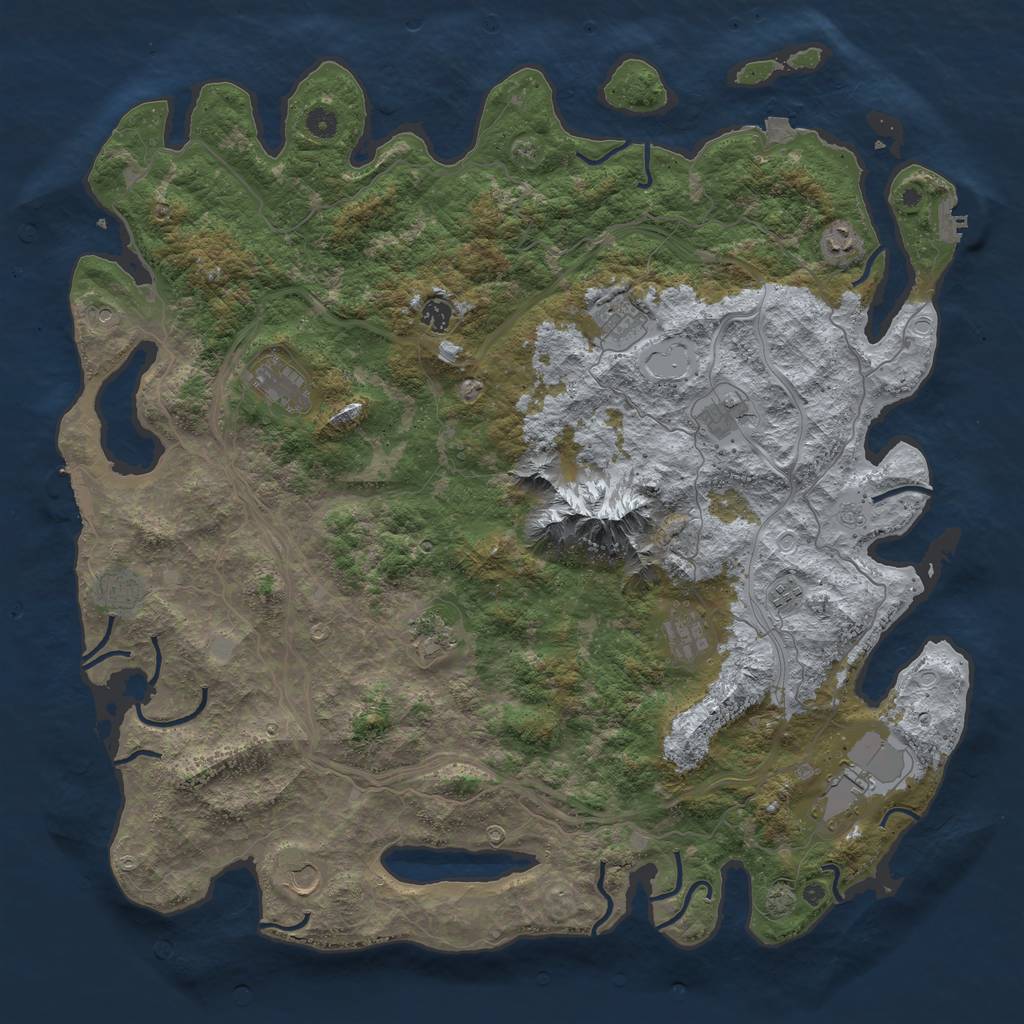 Rust Map: Procedural Map, Size: 5000, Seed: 253545, 19 Monuments