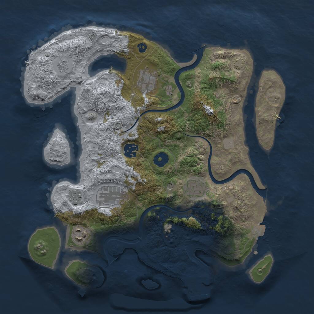 Rust Map: Procedural Map, Size: 3250, Seed: 585288013, 11 Monuments