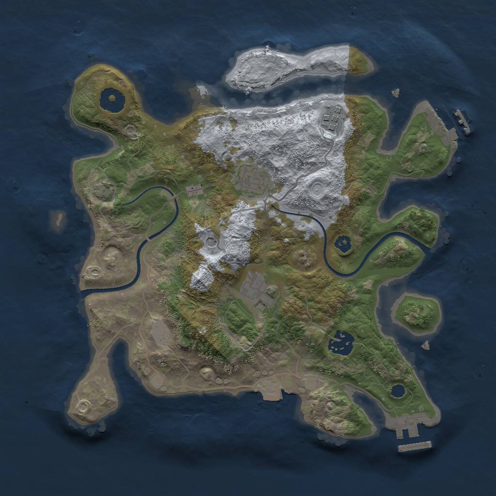 Rust Map: Procedural Map, Size: 3000, Seed: 287772671, 9 Monuments