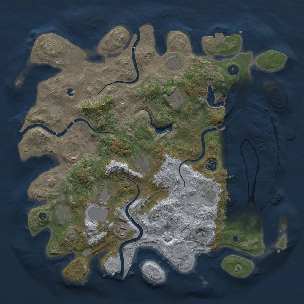 Rust Map: Procedural Map, Size: 4250, Seed: 1075650968, 15 Monuments