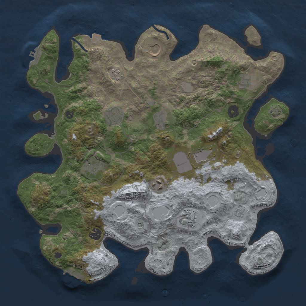 Rust Map: Procedural Map, Size: 3800, Seed: 68088027, 18 Monuments