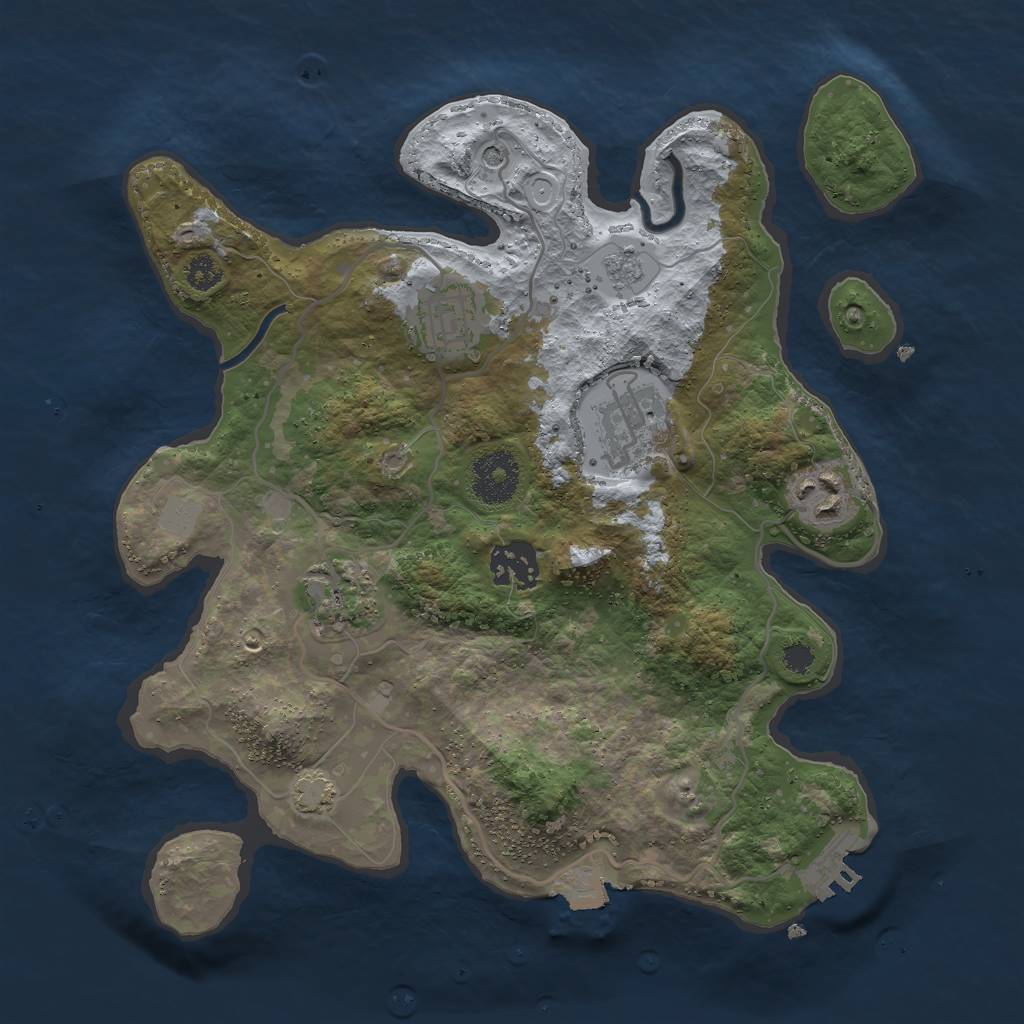Rust Map: Procedural Map, Size: 3000, Seed: 725674202, 12 Monuments