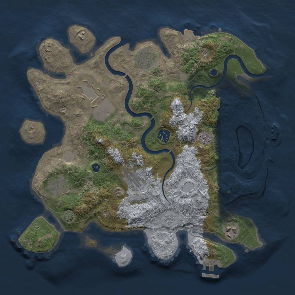 Rust Map: Procedural Map, Size: 3500, Seed: 918046313, 13 Monuments