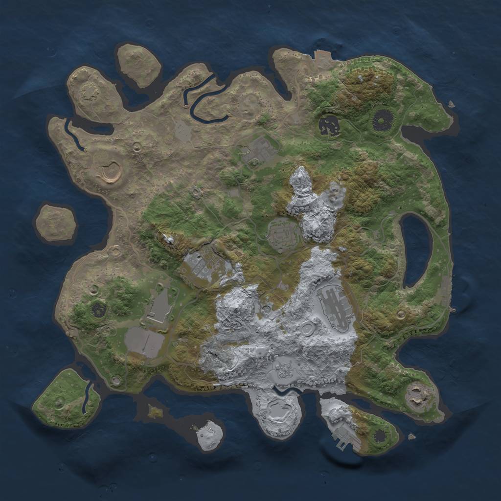 Rust Map: Procedural Map, Size: 3500, Seed: 918046313, 16 Monuments