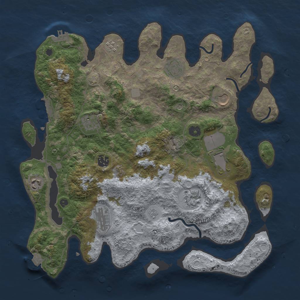 Rust Map: Procedural Map, Size: 3800, Seed: 76547175, 17 Monuments