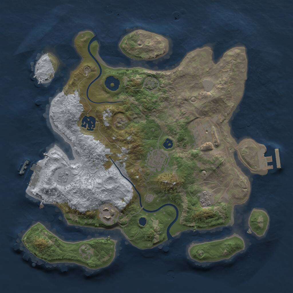 Rust Map: Procedural Map, Size: 3000, Seed: 1176066077, 10 Monuments