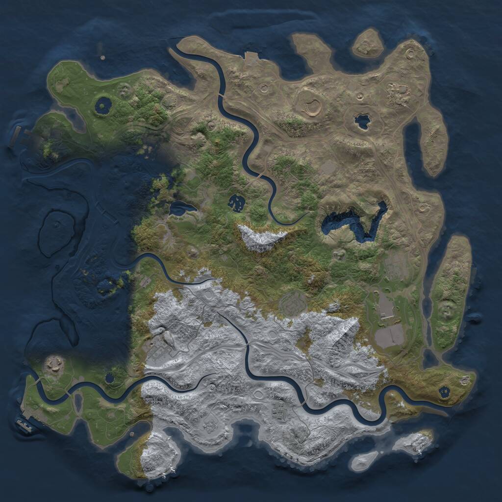 Rust Map: Procedural Map, Size: 4450, Seed: 626, 16 Monuments