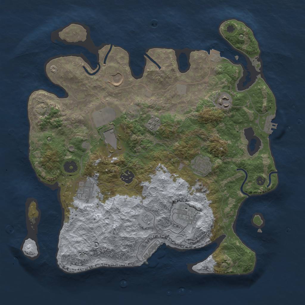 Rust Map: Procedural Map, Size: 3500, Seed: 101773360, 15 Monuments