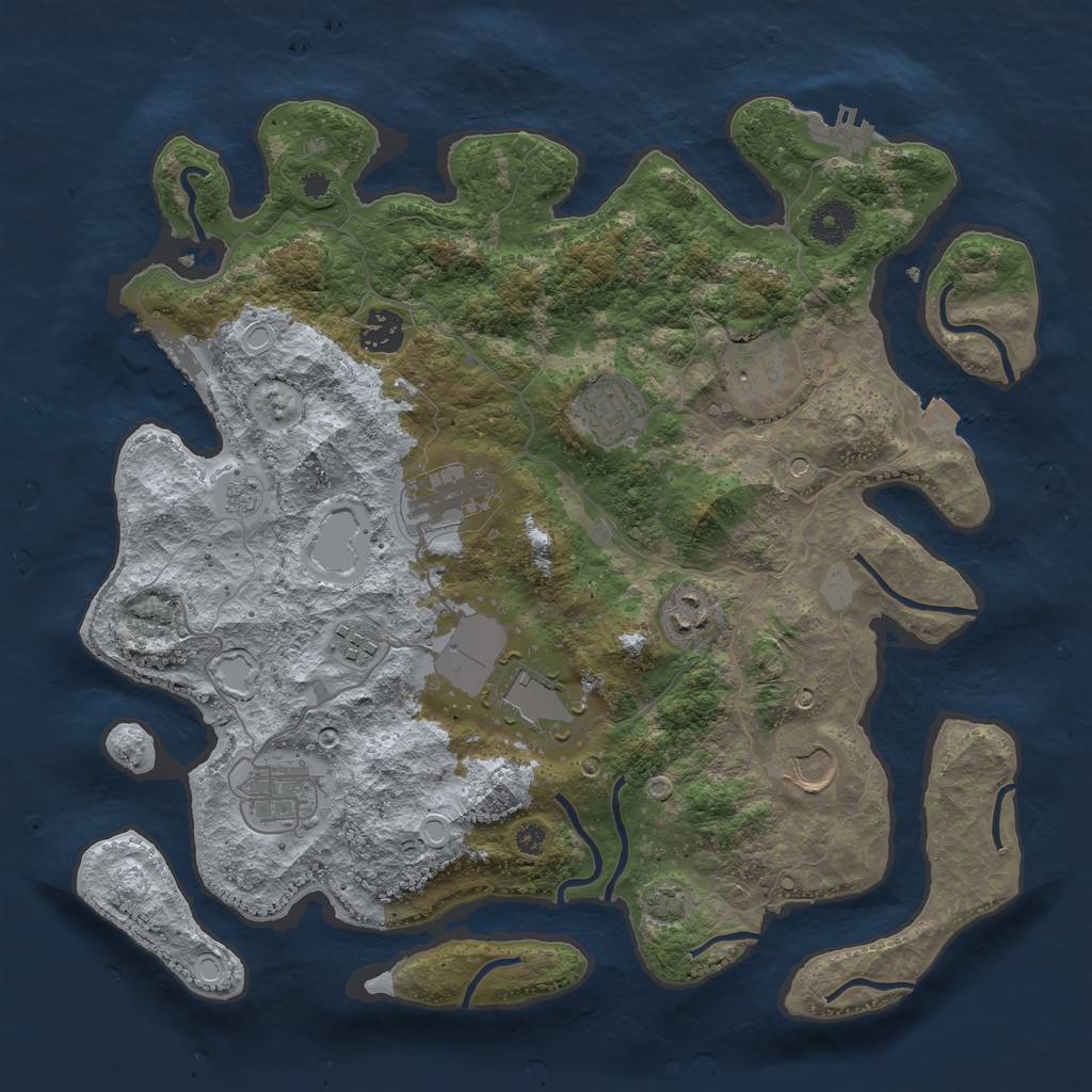 Rust Map: Procedural Map, Size: 3650, Seed: 50200845, 17 Monuments