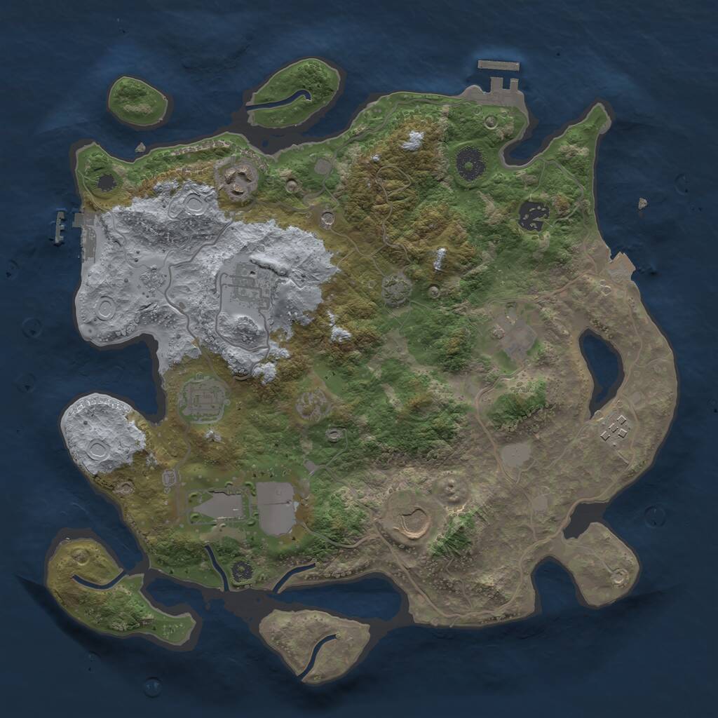 Rust Map: Procedural Map, Size: 3500, Seed: 608072129, 14 Monuments