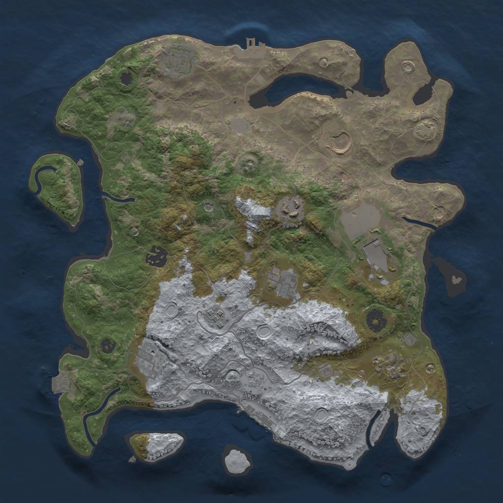 Rust Map: Procedural Map, Size: 3500, Seed: 1435045697, 17 Monuments
