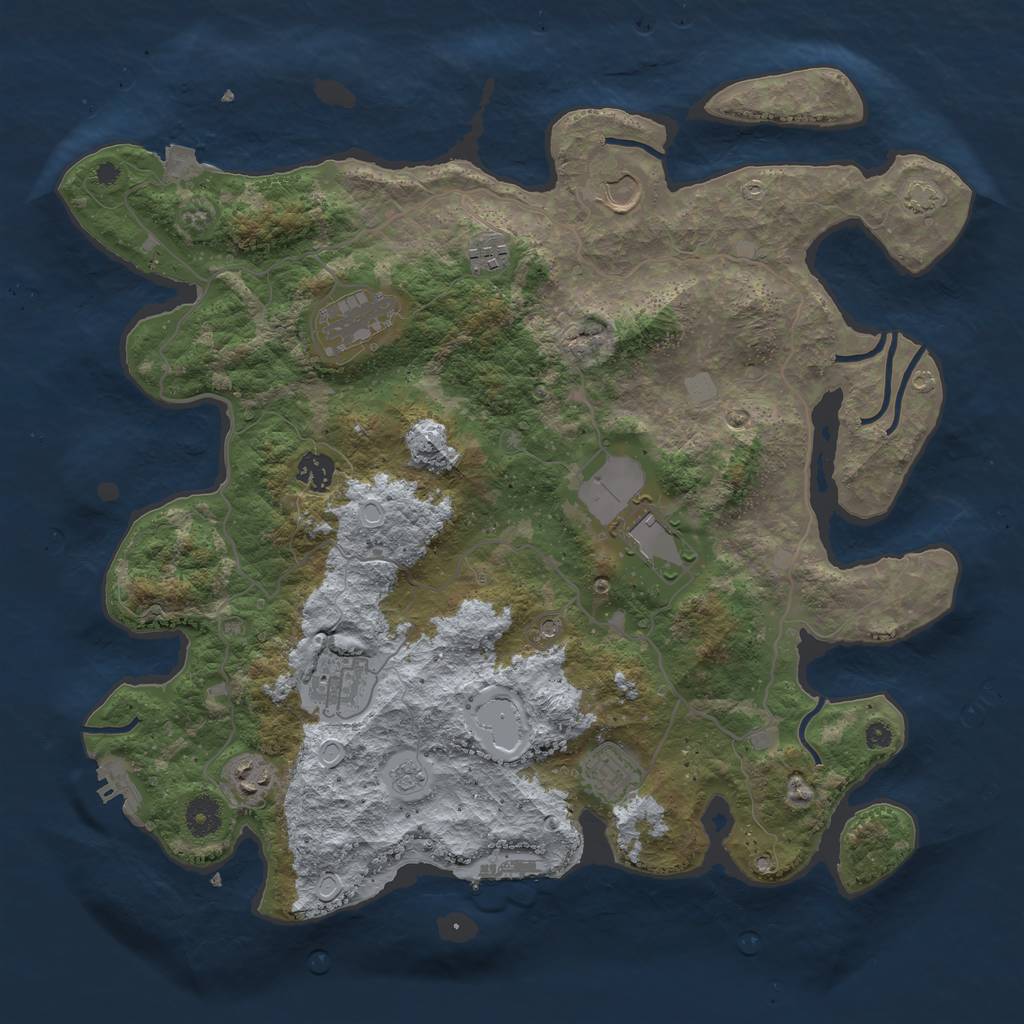 Rust Map: Procedural Map, Size: 4000, Seed: 24521, 16 Monuments