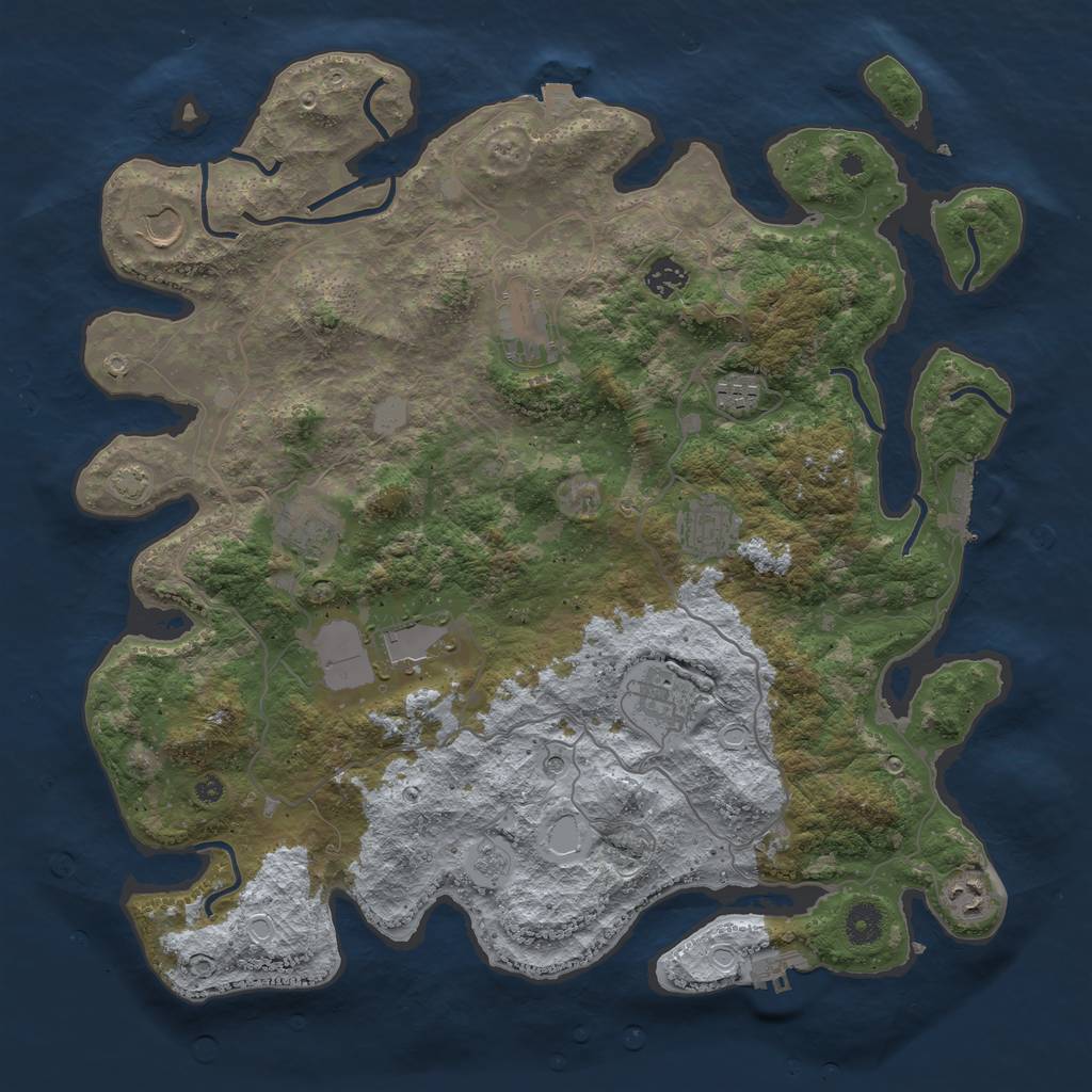 Rust Map: Procedural Map, Size: 4096, Seed: 1616160976, 17 Monuments
