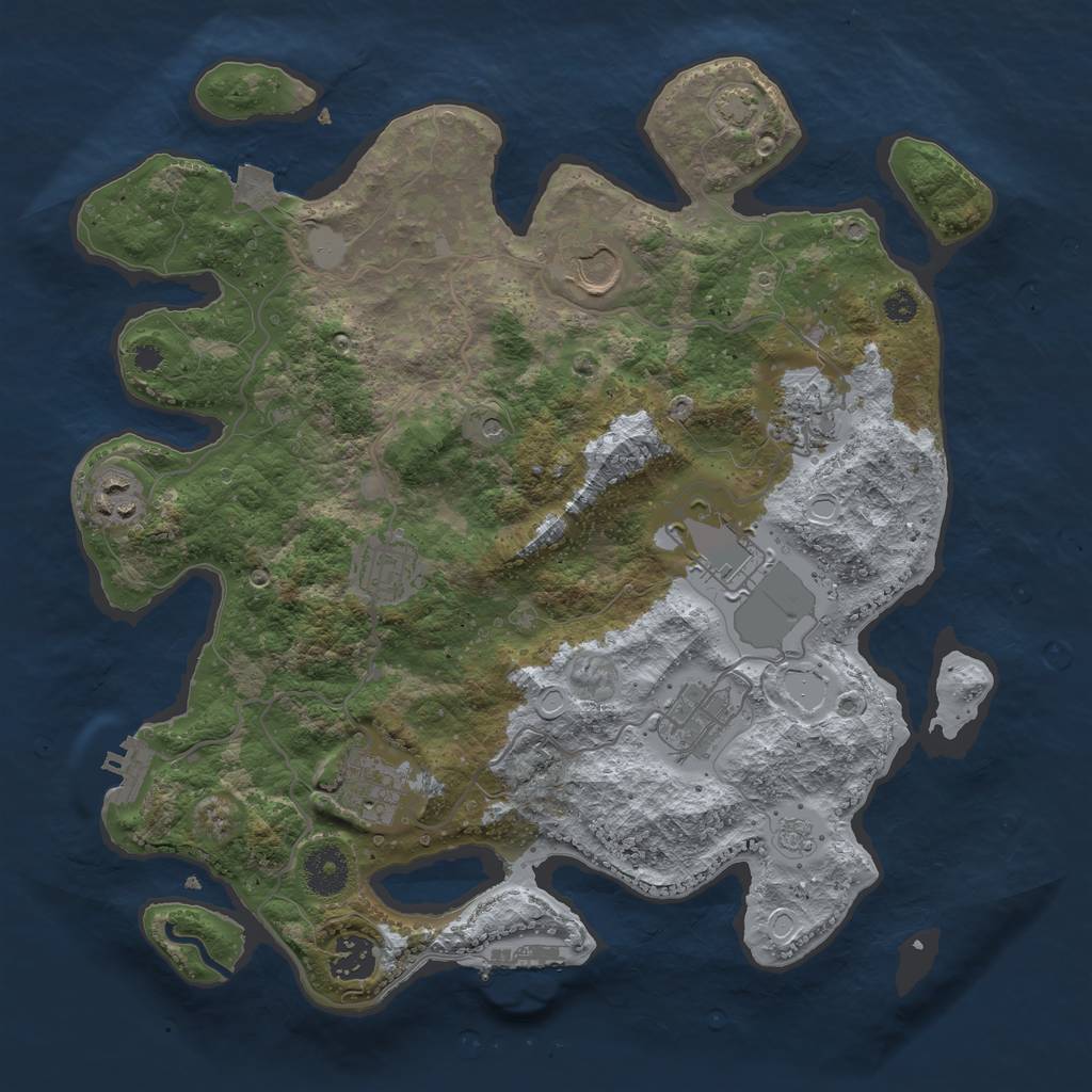 Rust Map: Procedural Map, Size: 3500, Seed: 577781193, 16 Monuments