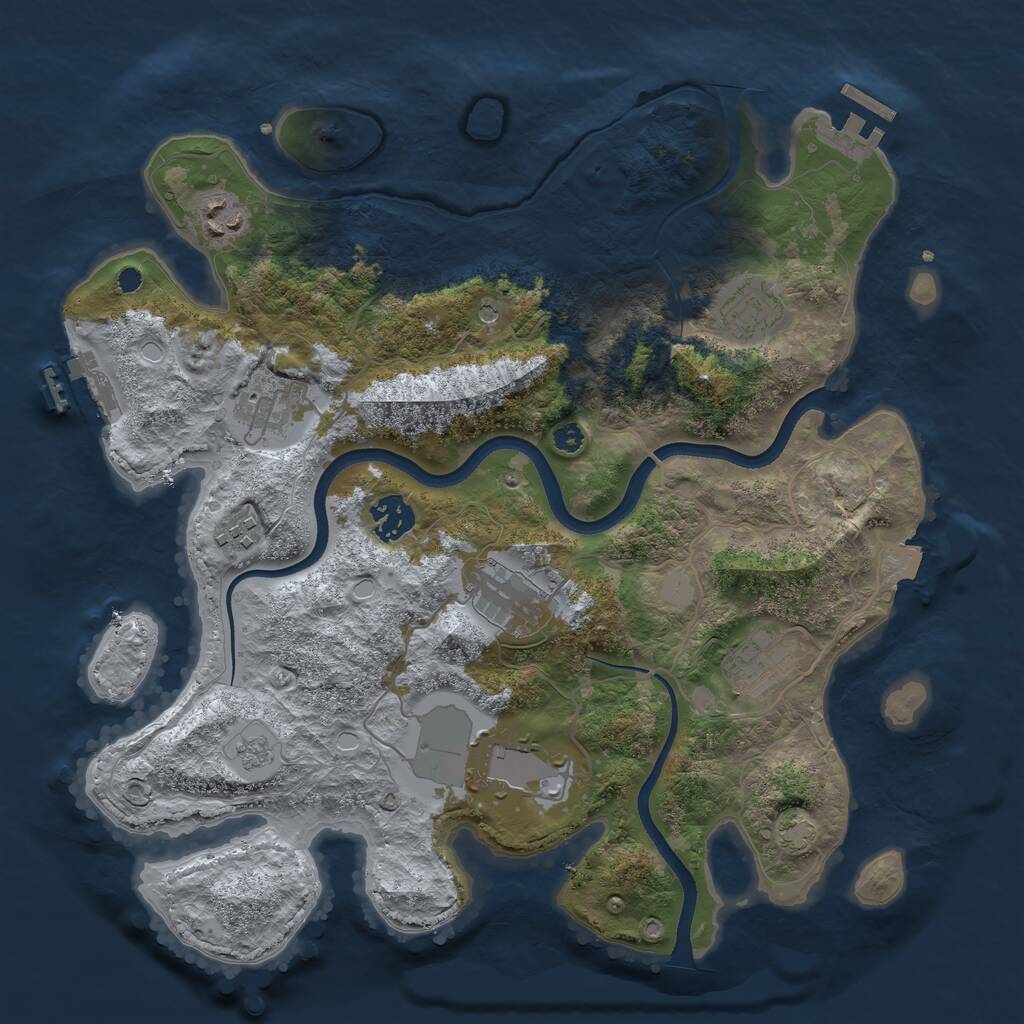 Rust Map: Procedural Map, Size: 3500, Seed: 4878426, 14 Monuments