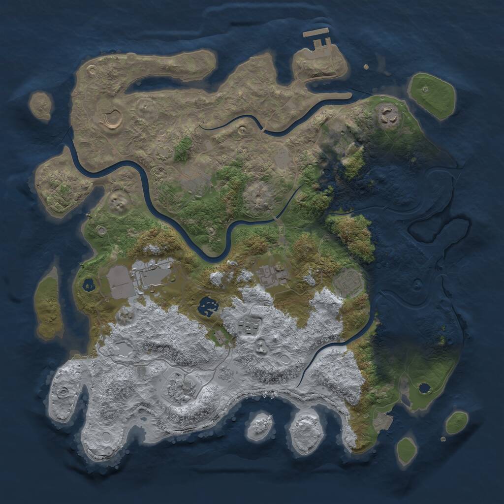 Rust Map: Procedural Map, Size: 3900, Seed: 27681105, 15 Monuments