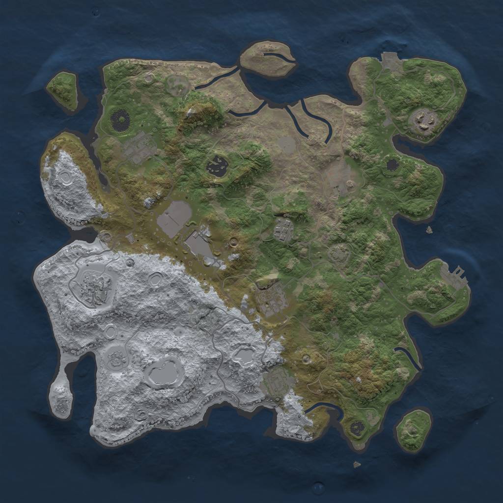 Rust Map: Procedural Map, Size: 3650, Seed: 33964689, 15 Monuments