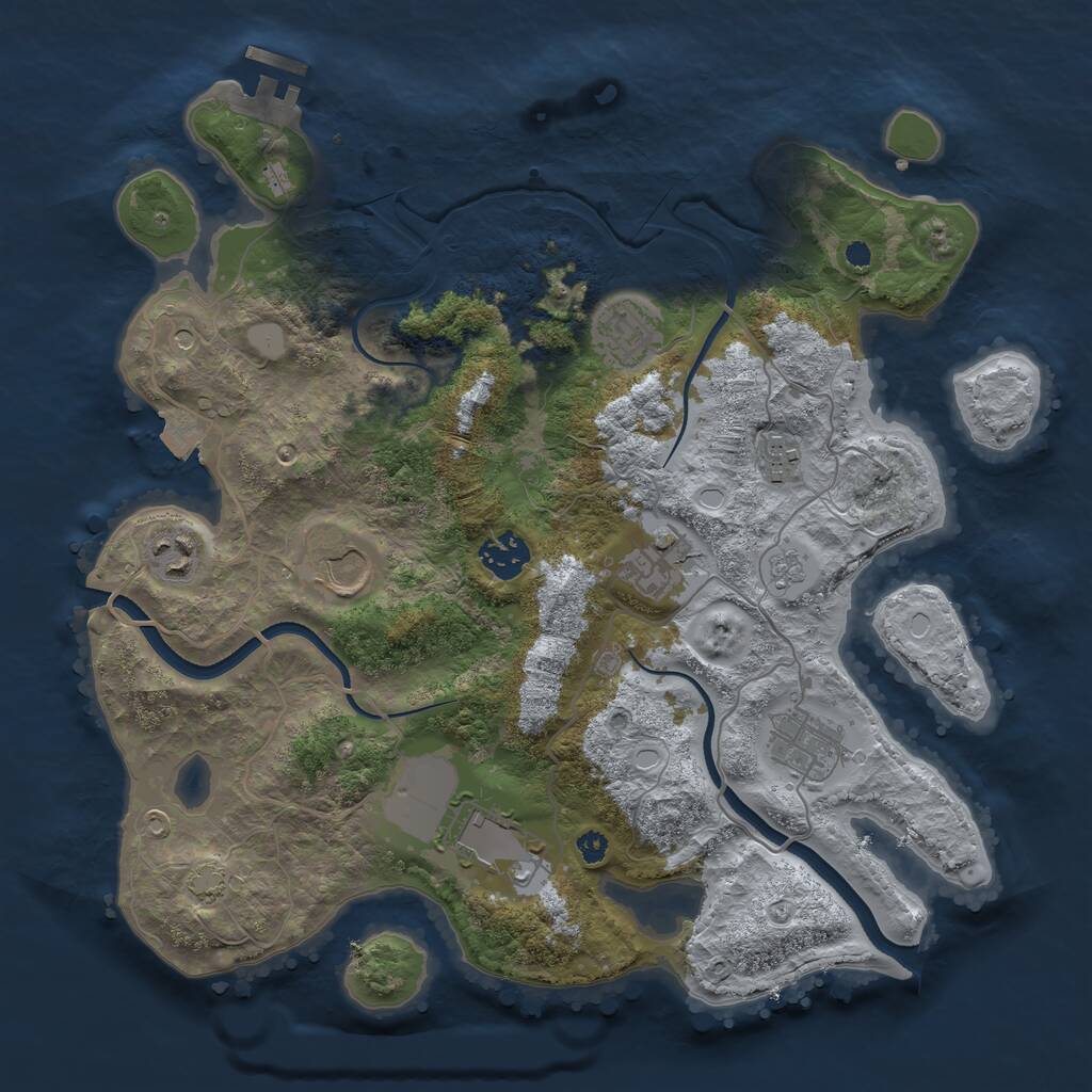Rust Map: Procedural Map, Size: 3500, Seed: 28899488, 13 Monuments